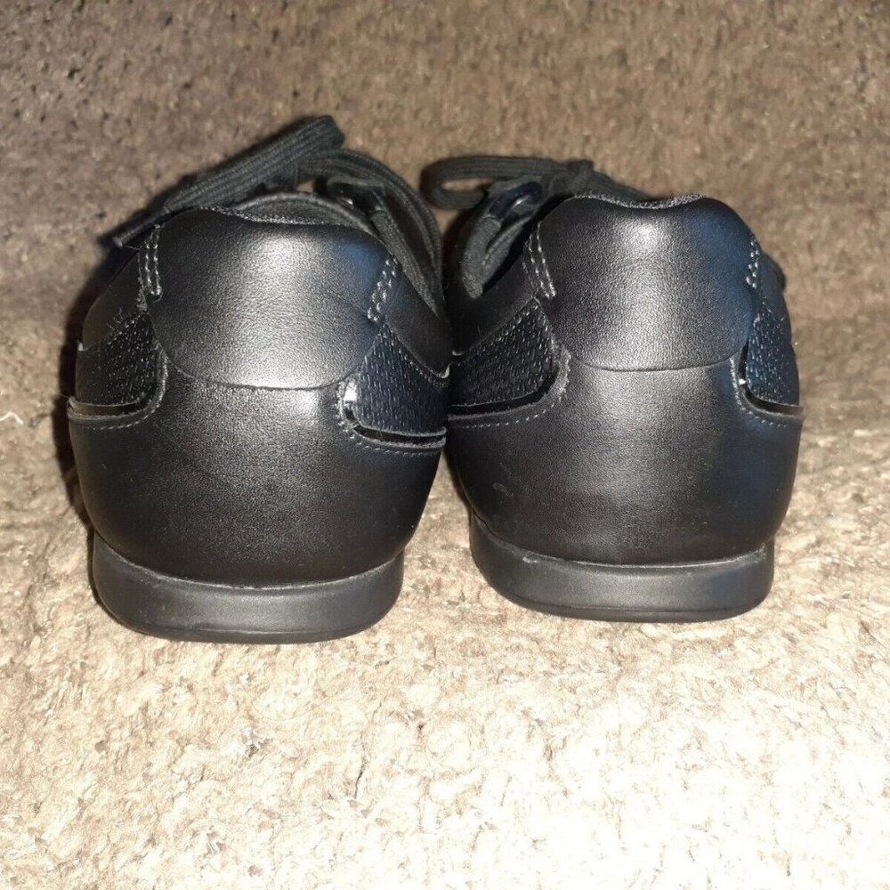 LACOSTE-REY-Lace Up Casual Sneakers-Black Leather-Size 8-Near Mint - Picture 4 of 6